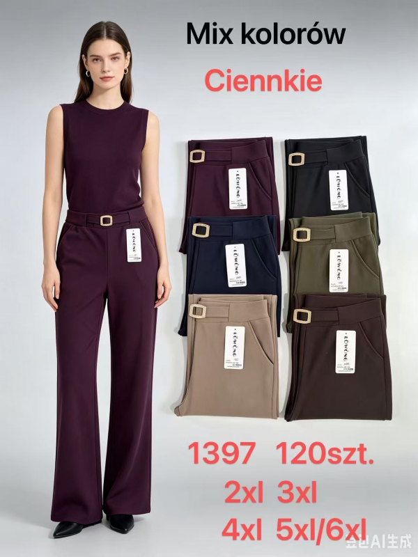 Spodnie damskie Roz 2XL-6XL, Mix Kolor Paczka 12 szt